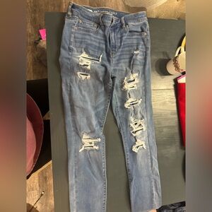 American Eagle Outfitters Ripped Blue Boyfriend Jeans